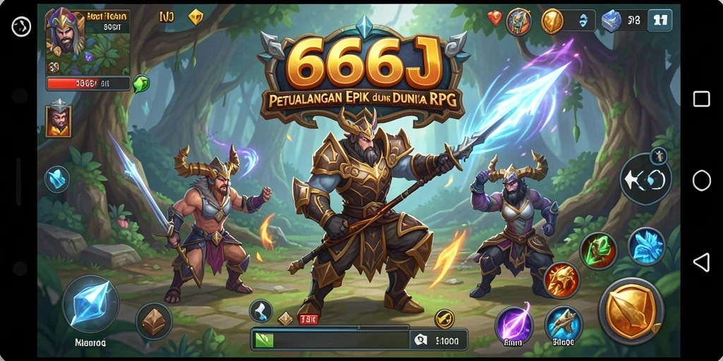 Tampilan utama gameplay RPG di 666J dengan pertarungan yang mendebarkan.