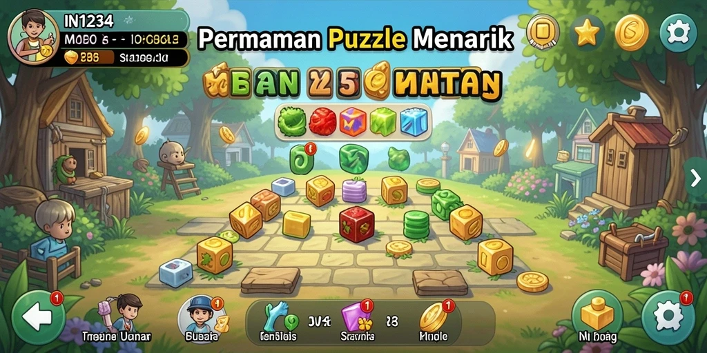 Screenshot tampilan gameplay IN1234 yang menampilkan tantangan puzzle.