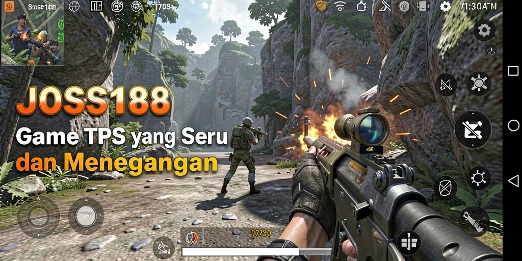 Tampilan gameplay menegangkan dalam JOSS188 yang menampilkan aksi TPS.
