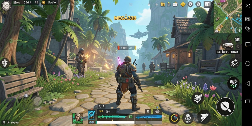 Screenshot gameplay MEGA338 menunjukkan petualangan seru di dunia terbuka.