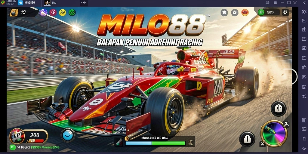 Tampilan aksi balapan seru dalam game MILO88.