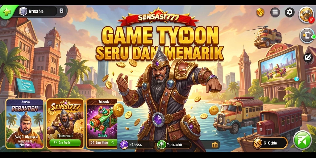 Gameplay SENSASI777 menampilkan manajemen bisnis yang seru dan menantang.
