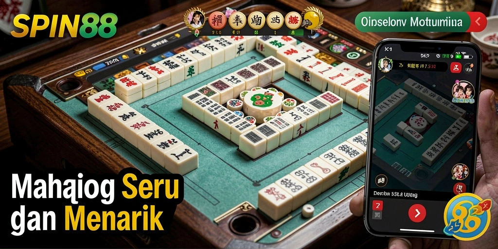 Tampilan bermain SPIN88 yang menarik dengan ubin Mahjong.