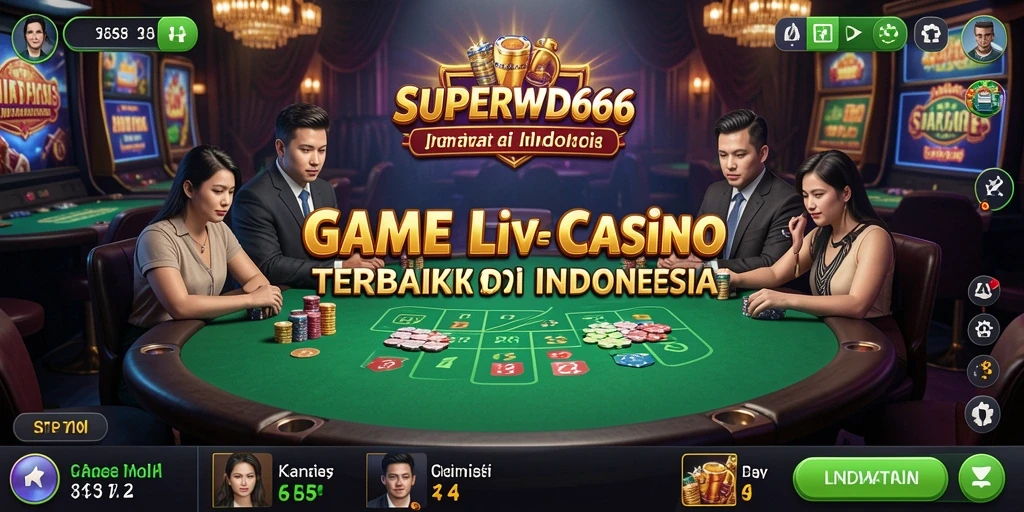 Menampilkan dealer profesional dalam gameplay Live Casino.